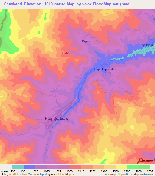 Chaykend,Azerbaijan Elevation Map