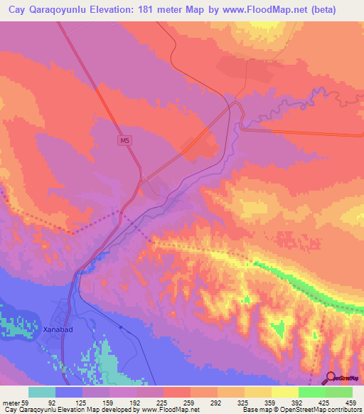 Cay Qaraqoyunlu,Azerbaijan Elevation Map