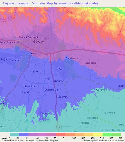 Cayarxi,Azerbaijan Elevation Map