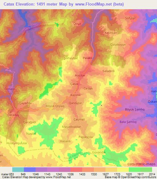 Catax,Azerbaijan Elevation Map