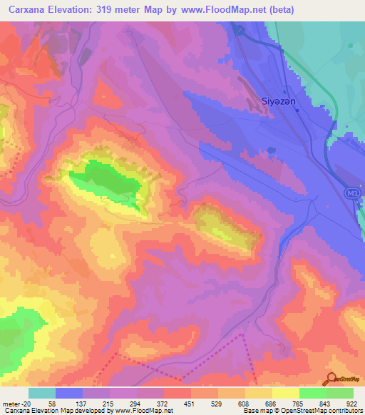Carxana,Azerbaijan Elevation Map