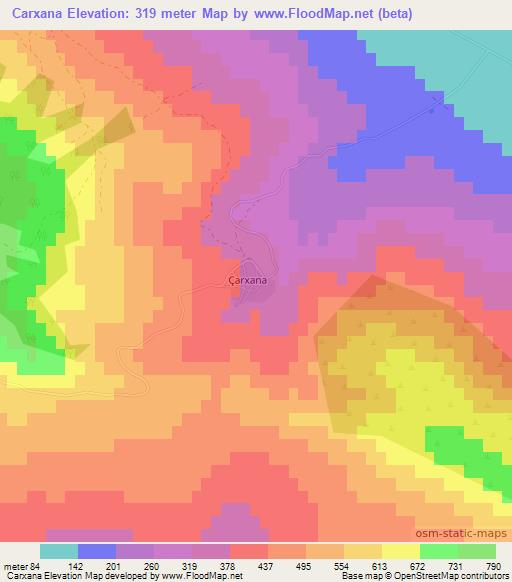 Carxana,Azerbaijan Elevation Map