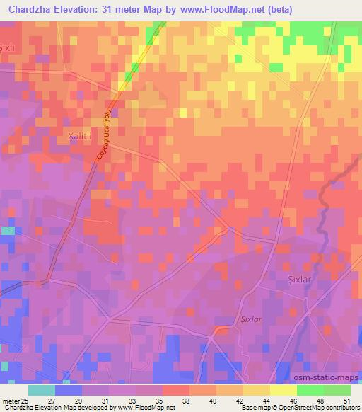 Chardzha,Azerbaijan Elevation Map