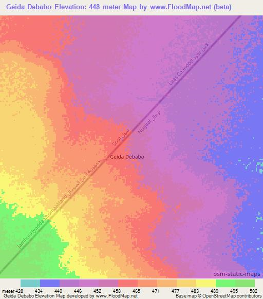 Geida Debabo,Somalia Elevation Map