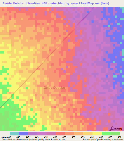 Geida Debabo,Somalia Elevation Map