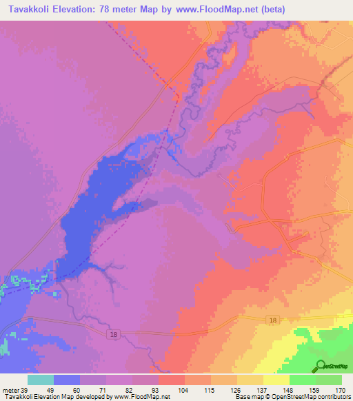 Tavakkoli,Iran Elevation Map