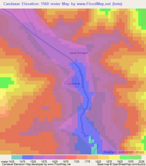 Candaxar,Azerbaijan Elevation Map