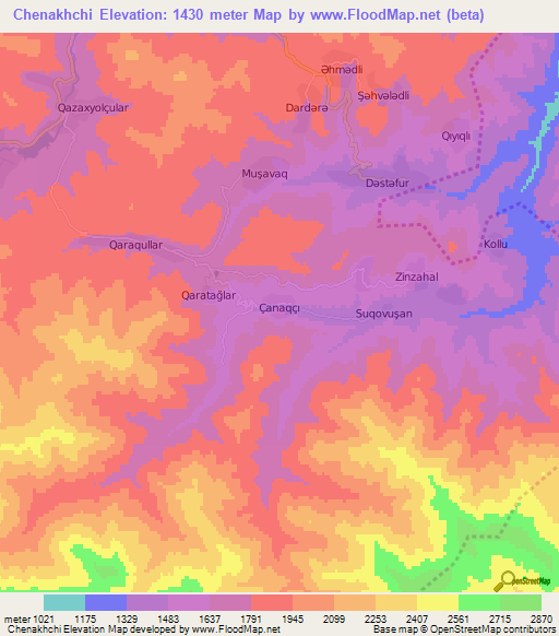 Chenakhchi,Azerbaijan Elevation Map