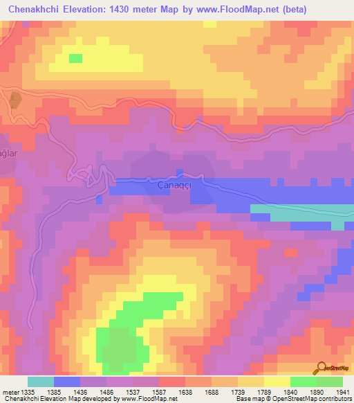 Chenakhchi,Azerbaijan Elevation Map