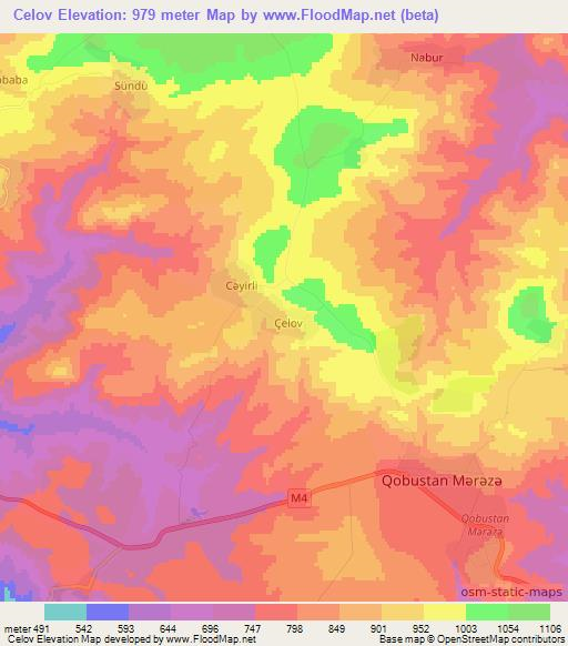 Celov,Azerbaijan Elevation Map