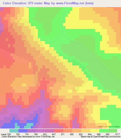 Celov,Azerbaijan Elevation Map