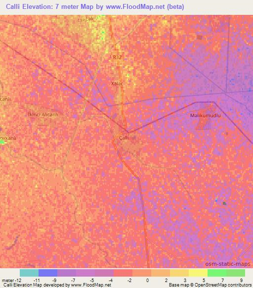 Calli,Azerbaijan Elevation Map