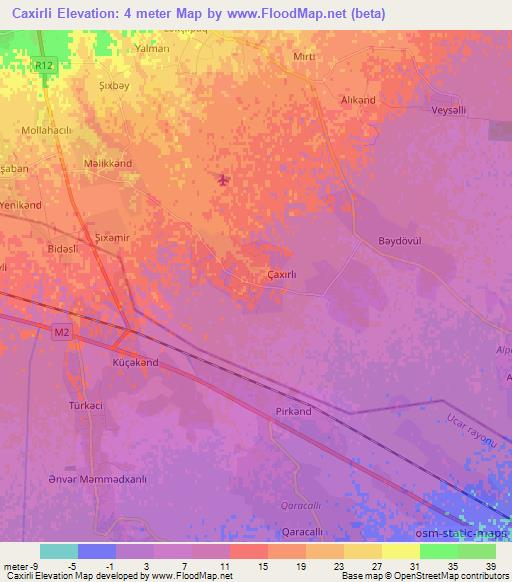 Caxirli,Azerbaijan Elevation Map