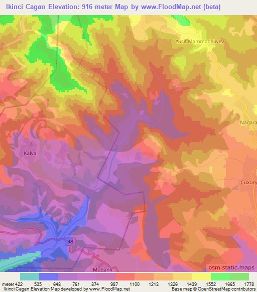 Ikinci Cagan,Azerbaijan Elevation Map
