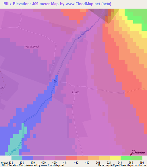 Bilix,Azerbaijan Elevation Map