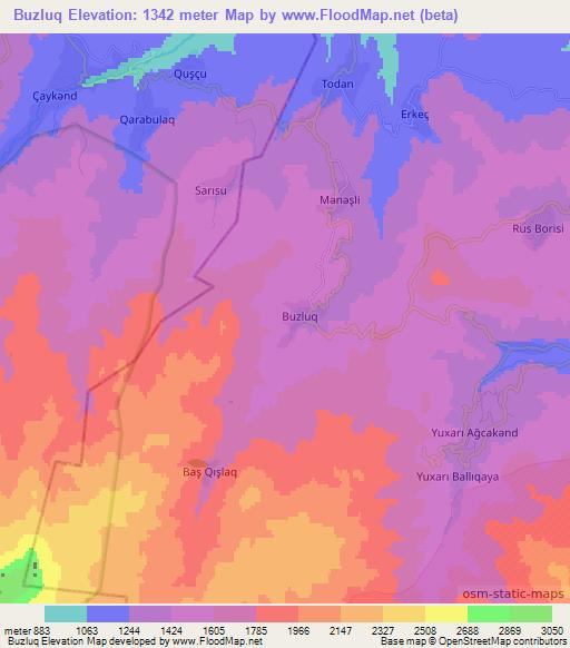 Buzluq,Azerbaijan Elevation Map