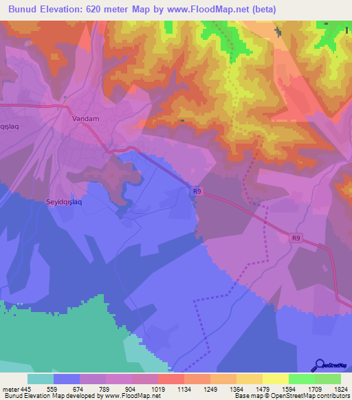 Bunud,Azerbaijan Elevation Map