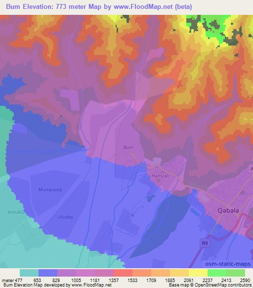 Bum,Azerbaijan Elevation Map