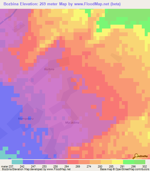 Bozbina,Azerbaijan Elevation Map