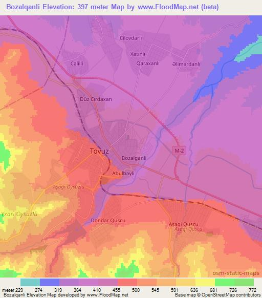 Bozalqanli,Azerbaijan Elevation Map
