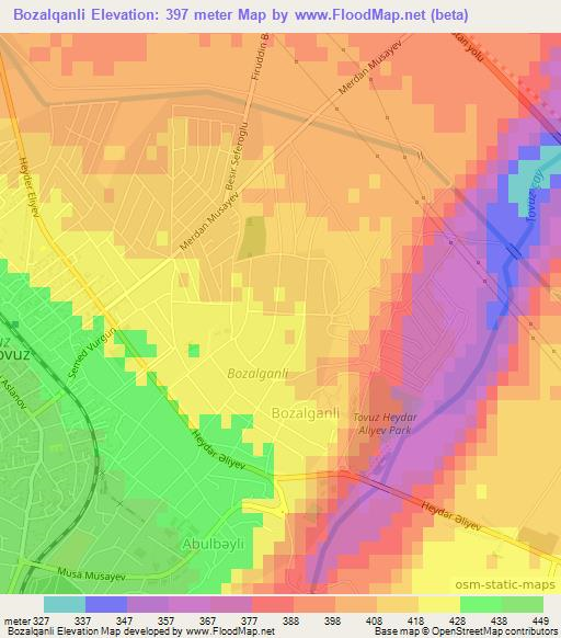 Bozalqanli,Azerbaijan Elevation Map