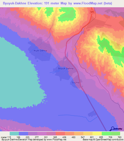 Byuyuk-Dakhne,Azerbaijan Elevation Map