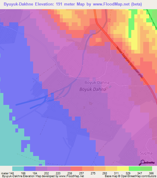 Byuyuk-Dakhne,Azerbaijan Elevation Map