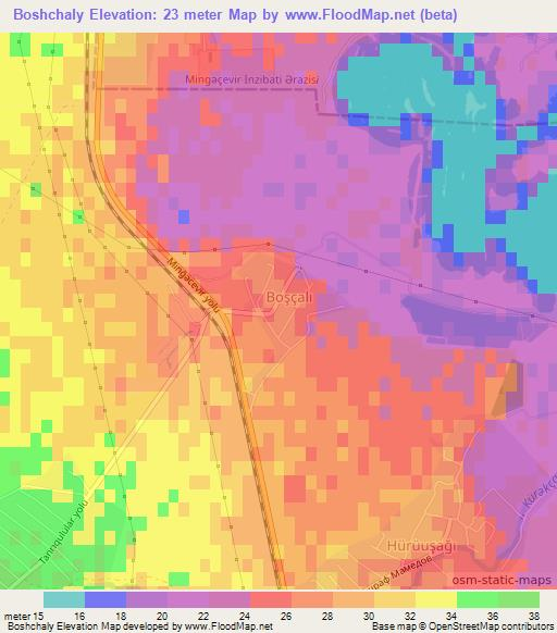 Boshchaly,Azerbaijan Elevation Map