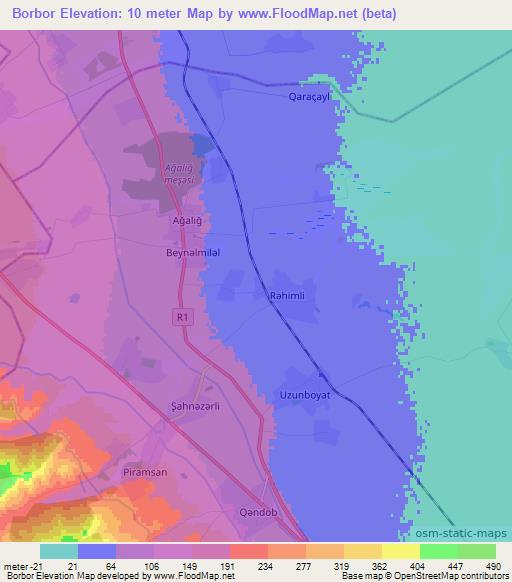 Borbor,Azerbaijan Elevation Map