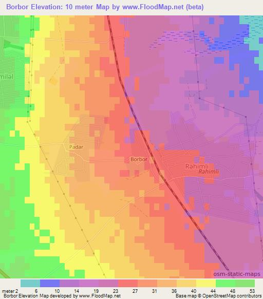 Borbor,Azerbaijan Elevation Map