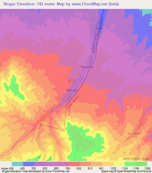 Birgez,Azerbaijan Elevation Map