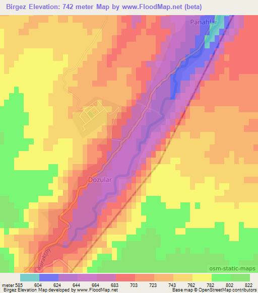 Birgez,Azerbaijan Elevation Map