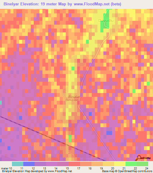 Binelyar,Azerbaijan Elevation Map