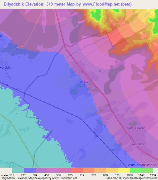 Bilyadzhik,Azerbaijan Elevation Map
