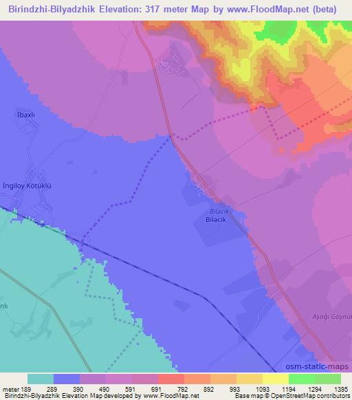 Birindzhi-Bilyadzhik,Azerbaijan Elevation Map
