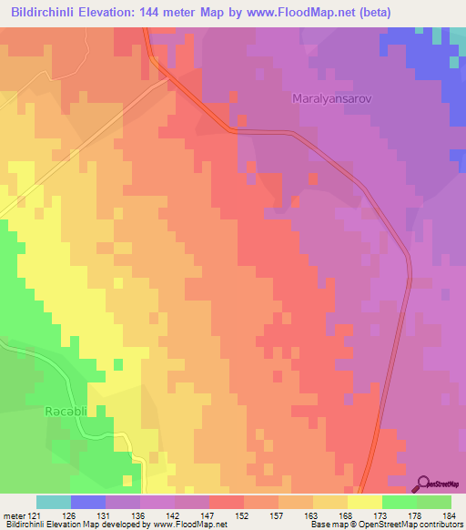 Bildirchinli,Azerbaijan Elevation Map
