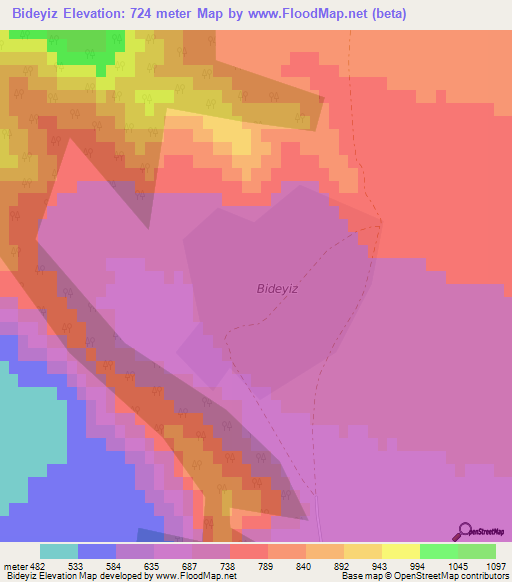 Bideyiz,Azerbaijan Elevation Map