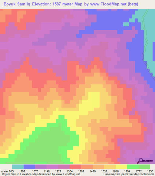 Boyuk Samliq,Azerbaijan Elevation Map