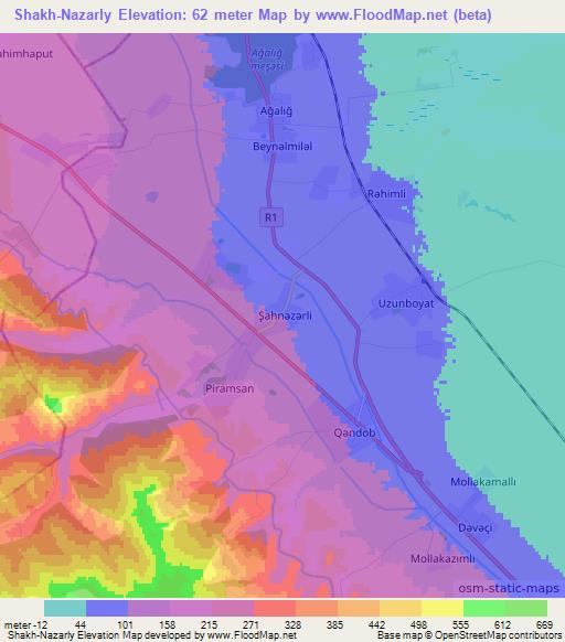 Shakh-Nazarly,Azerbaijan Elevation Map