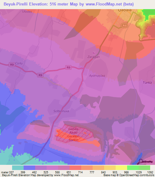 Beyuk-Pirelli,Azerbaijan Elevation Map