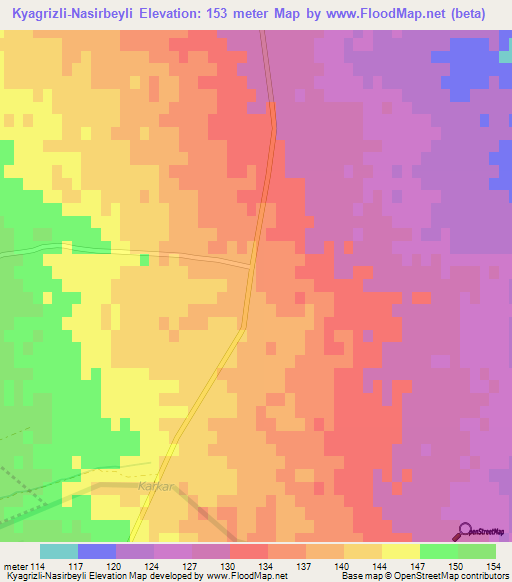 Kyagrizli-Nasirbeyli,Azerbaijan Elevation Map