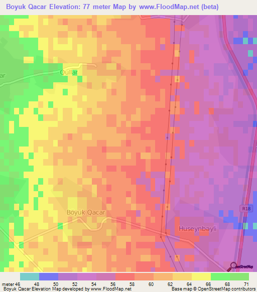 Boyuk Qacar,Azerbaijan Elevation Map