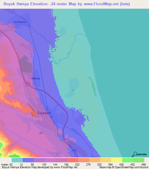 Boyuk Hamya,Azerbaijan Elevation Map