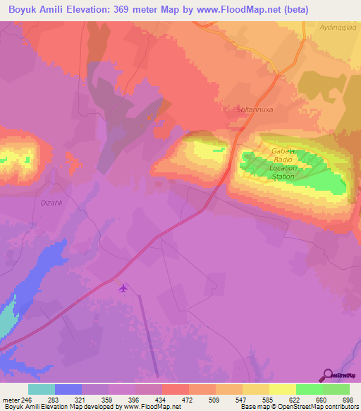 Boyuk Amili,Azerbaijan Elevation Map
