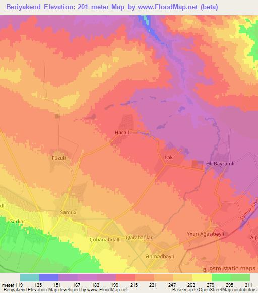 Beriyakend,Azerbaijan Elevation Map