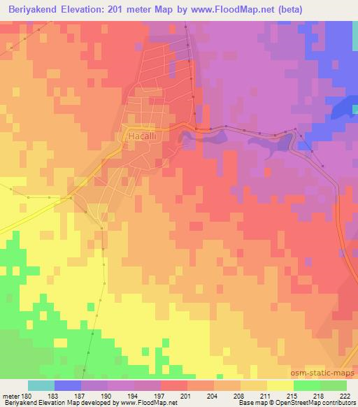 Beriyakend,Azerbaijan Elevation Map