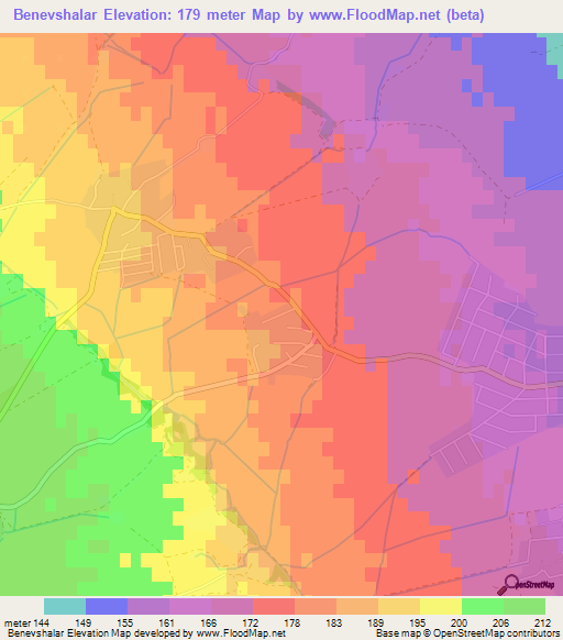 Benevshalar,Azerbaijan Elevation Map