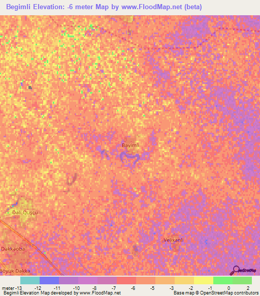 Begimli,Azerbaijan Elevation Map