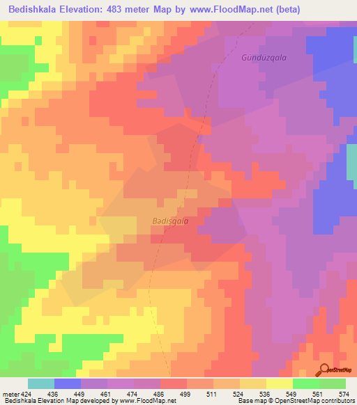 Bedishkala,Azerbaijan Elevation Map