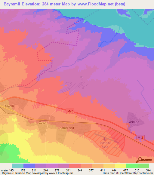 Bayramli,Azerbaijan Elevation Map